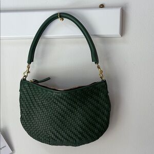 Green Woven Leather Hobo Bag